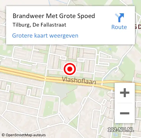 Locatie op kaart van de 112 melding: Brandweer Met Grote Spoed Naar Tilburg, De Fallastraat op 11 oktober 2021 15:02