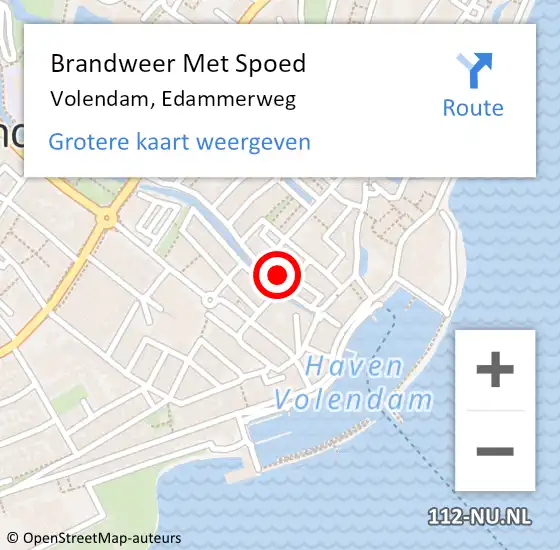 Locatie op kaart van de 112 melding: Brandweer Met Spoed Naar Volendam, Edammerweg op 11 oktober 2021 16:06