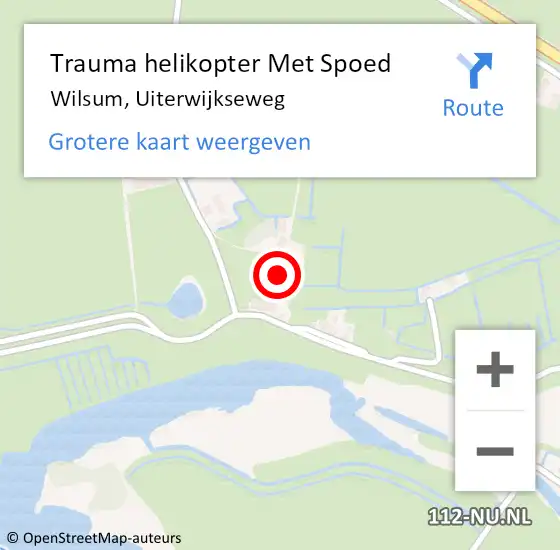 Locatie op kaart van de 112 melding: Trauma helikopter Met Spoed Naar Wilsum, Uiterwijkseweg op 11 oktober 2021 16:32