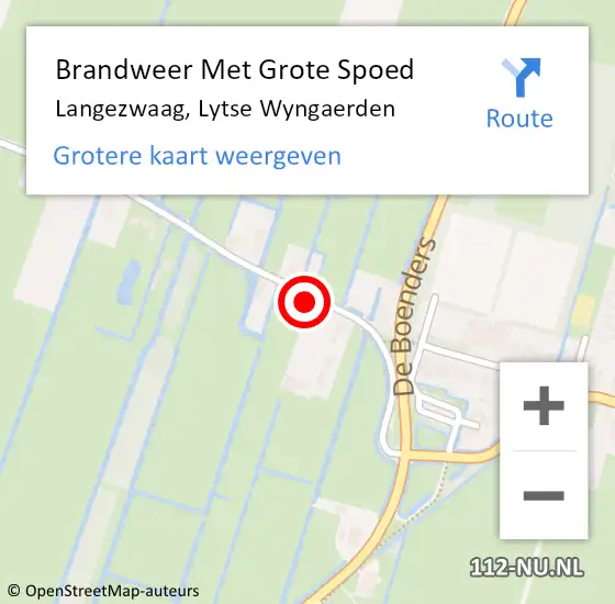 Locatie op kaart van de 112 melding: Brandweer Met Grote Spoed Naar Langezwaag, Lytse Wyngaerden op 11 oktober 2021 18:21