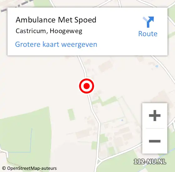 Locatie op kaart van de 112 melding: Ambulance Met Spoed Naar Castricum, Hoogeweg op 11 oktober 2021 20:03