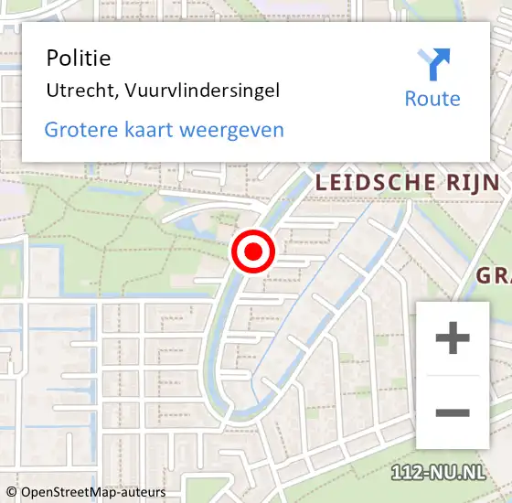 Locatie op kaart van de 112 melding: Politie Utrecht, Vuurvlindersingel op 11 oktober 2021 20:28