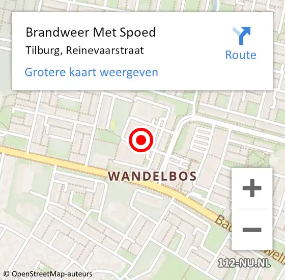 Locatie op kaart van de 112 melding: Brandweer Met Spoed Naar Tilburg, Reinevaarstraat op 11 oktober 2021 21:53