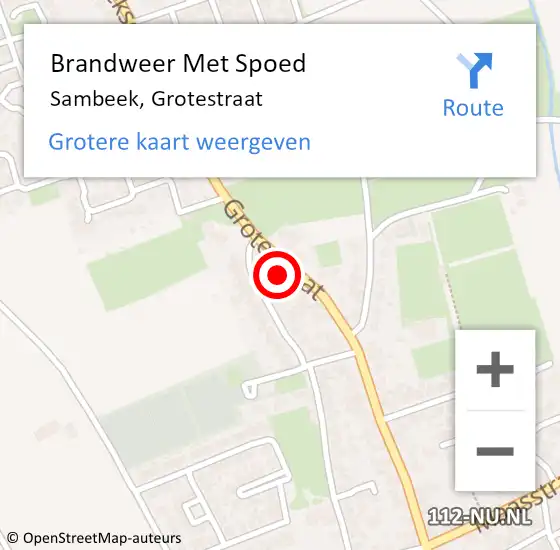 Locatie op kaart van de 112 melding: Brandweer Met Spoed Naar Sambeek, Grotestraat op 12 oktober 2021 08:11