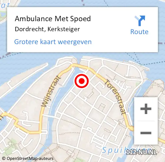 Locatie op kaart van de 112 melding: Ambulance Met Spoed Naar Dordrecht, Kerksteiger op 12 oktober 2021 10:17