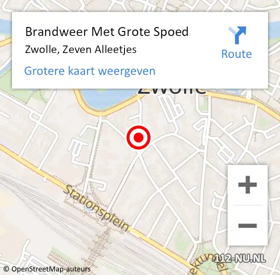 Locatie op kaart van de 112 melding: Brandweer Met Grote Spoed Naar Zwolle, Zeven Alleetjes op 12 oktober 2021 12:13