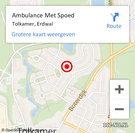 Locatie op kaart van de 112 melding: Ambulance Met Spoed Naar Tolkamer, Erdwal op 12 oktober 2021 13:28