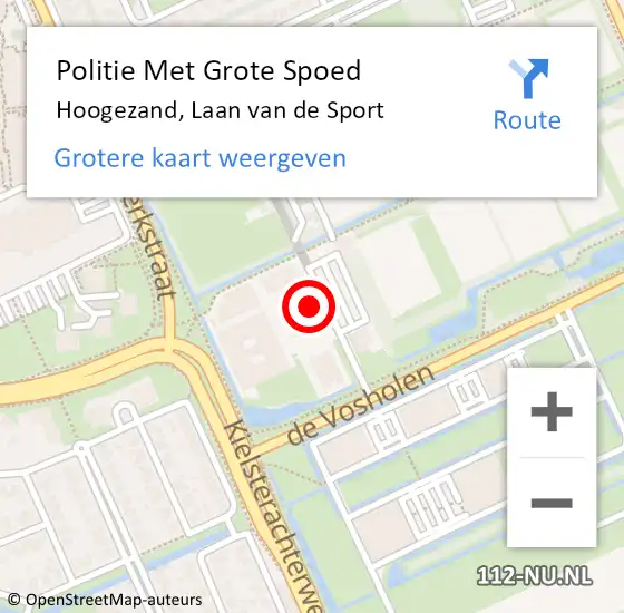 Locatie op kaart van de 112 melding: Politie Met Grote Spoed Naar Hoogezand, Laan van de Sport op 12 oktober 2021 13:51