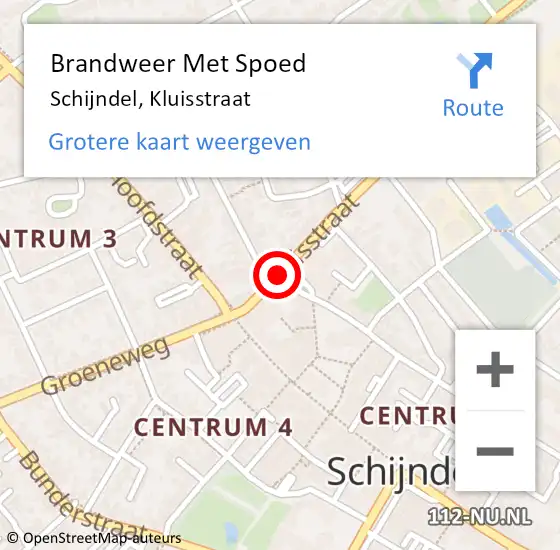 Locatie op kaart van de 112 melding: Brandweer Met Spoed Naar Schijndel, Kluisstraat op 12 oktober 2021 15:13