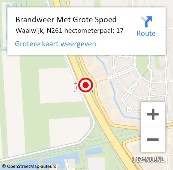 Locatie op kaart van de 112 melding: Brandweer Met Grote Spoed Naar Waalwijk, N261 hectometerpaal: 17 op 12 oktober 2021 16:31