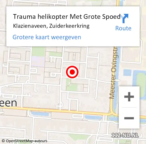 Locatie op kaart van de 112 melding: Trauma helikopter Met Grote Spoed Naar Klazienaveen, Zuiderkeerkring op 12 oktober 2021 17:13