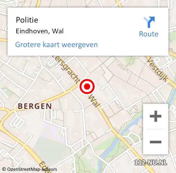 Locatie op kaart van de 112 melding: Politie Eindhoven, Wal op 12 oktober 2021 17:31