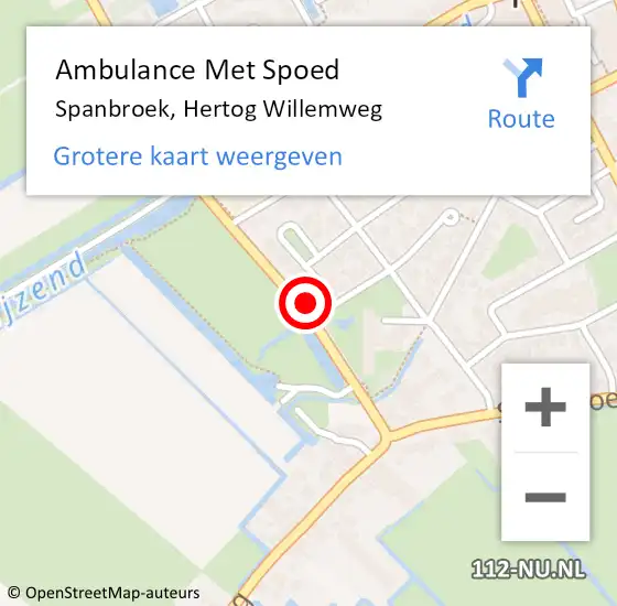 Locatie op kaart van de 112 melding: Ambulance Met Spoed Naar Spanbroek, Hertog Willemweg op 12 oktober 2021 17:45