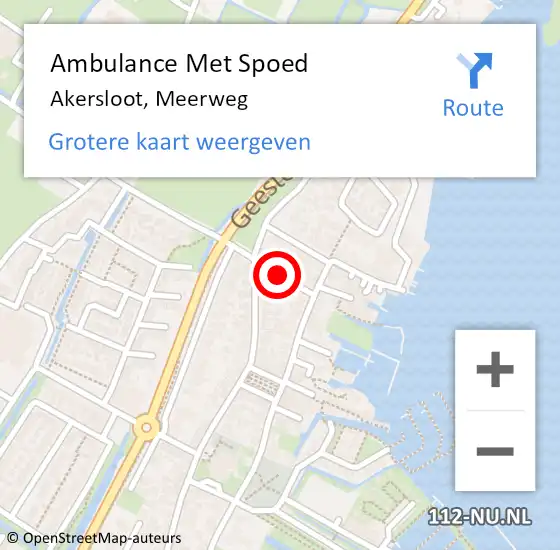 Locatie op kaart van de 112 melding: Ambulance Met Spoed Naar Akersloot, Meerweg op 12 oktober 2021 20:55