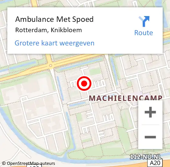 Locatie op kaart van de 112 melding: Ambulance Met Spoed Naar Rotterdam, Knikbloem op 13 oktober 2021 00:23
