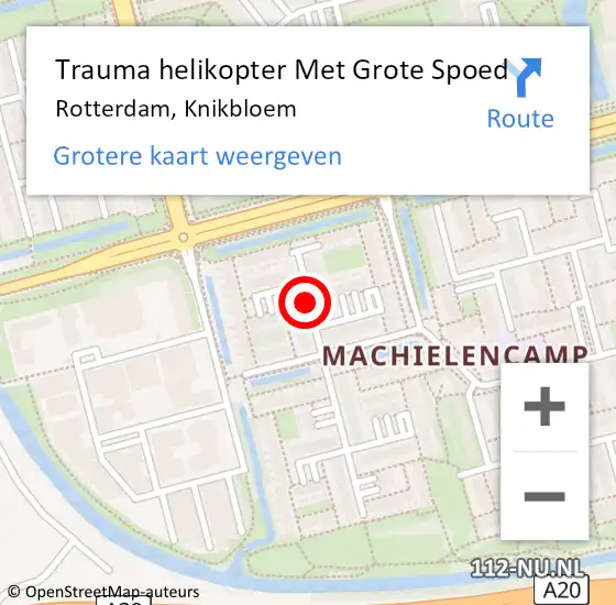 Locatie op kaart van de 112 melding: Trauma helikopter Met Grote Spoed Naar Rotterdam, Knikbloem op 13 oktober 2021 00:27