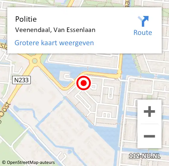 Locatie op kaart van de 112 melding: Politie Veenendaal, Van Essenlaan op 13 oktober 2021 08:34