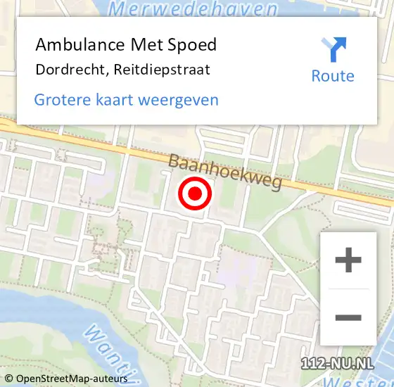 Locatie op kaart van de 112 melding: Ambulance Met Spoed Naar Dordrecht, Reitdiepstraat op 13 oktober 2021 09:59