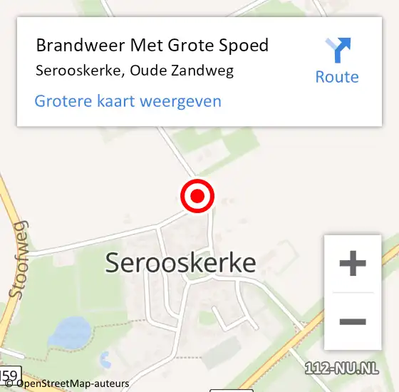 Locatie op kaart van de 112 melding: Brandweer Met Grote Spoed Naar Serooskerke, Oude Zandweg op 13 oktober 2021 12:41