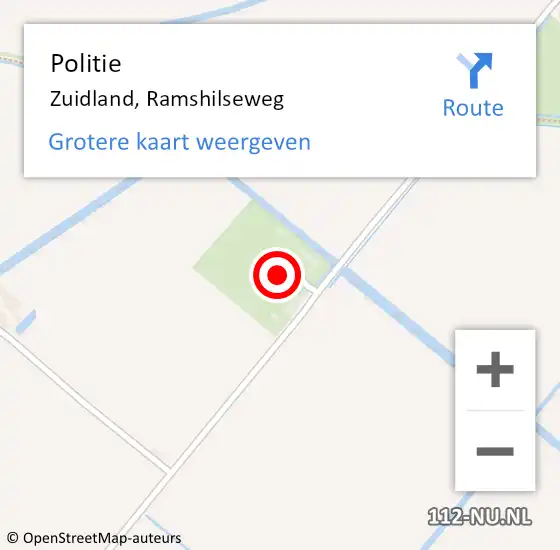 Locatie op kaart van de 112 melding: Politie Zuidland, Ramshilseweg op 13 oktober 2021 13:59