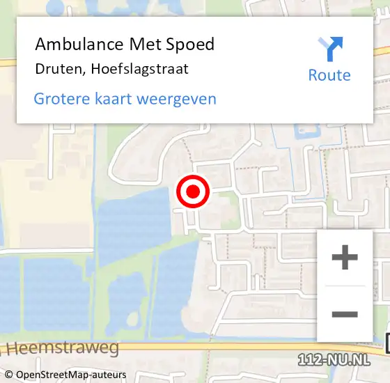 Locatie op kaart van de 112 melding: Ambulance Met Spoed Naar Druten, Hoefslagstraat op 13 oktober 2021 16:01