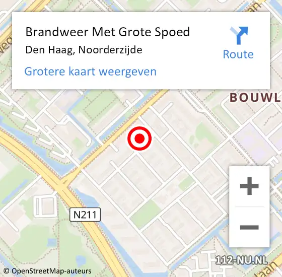 Locatie op kaart van de 112 melding: Brandweer Met Grote Spoed Naar Den Haag, Noorderzijde op 13 oktober 2021 16:24