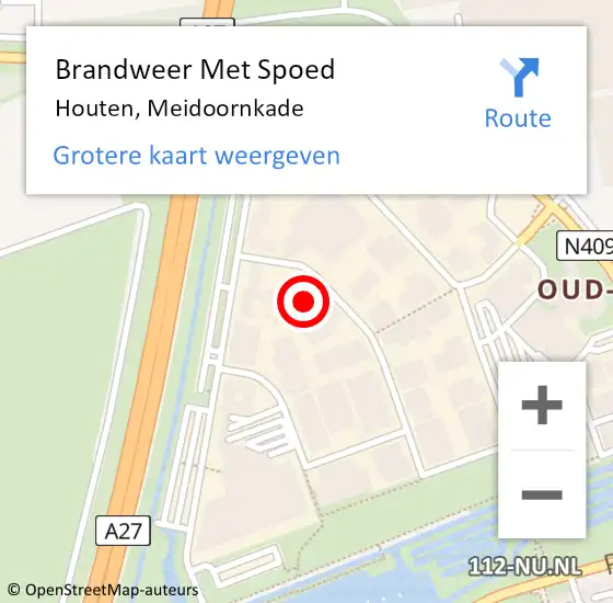 Locatie op kaart van de 112 melding: Brandweer Met Spoed Naar Houten, Meidoornkade op 13 oktober 2021 18:48
