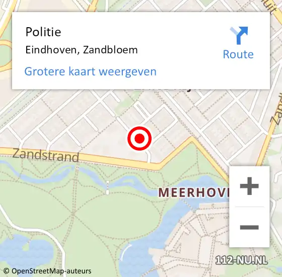 Locatie op kaart van de 112 melding: Politie Eindhoven, Zandbloem op 13 oktober 2021 22:44