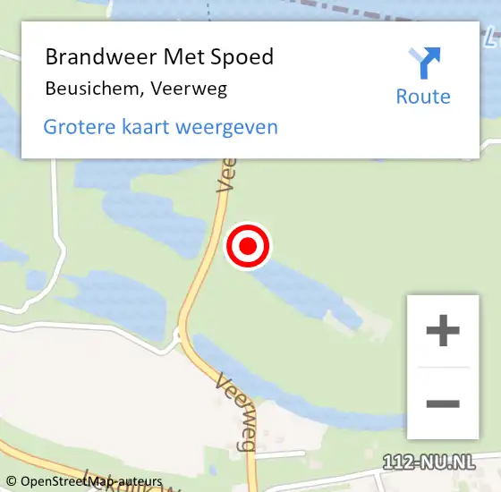 Locatie op kaart van de 112 melding: Brandweer Met Spoed Naar Beusichem, Veerweg op 14 oktober 2021 04:42