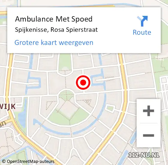 Locatie op kaart van de 112 melding: Ambulance Met Spoed Naar Spijkenisse, Rosa Spierstraat op 14 oktober 2021 09:11