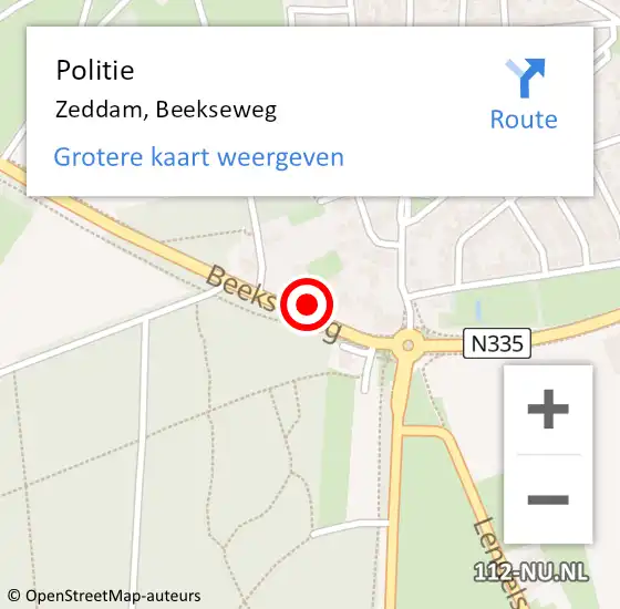 Locatie op kaart van de 112 melding: Politie Zeddam, Beekseweg op 14 oktober 2021 13:17