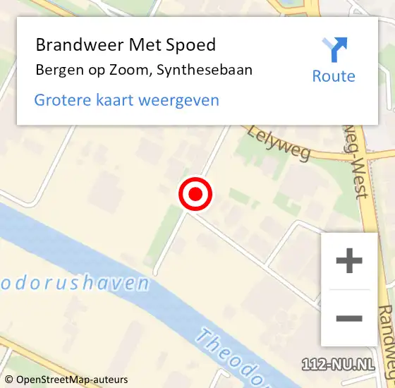Locatie op kaart van de 112 melding: Brandweer Met Spoed Naar Bergen op Zoom, Synthesebaan op 14 oktober 2021 15:00