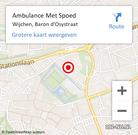 Locatie op kaart van de 112 melding: Ambulance Met Spoed Naar Wijchen, Baron d'Osystraat op 14 oktober 2021 15:28