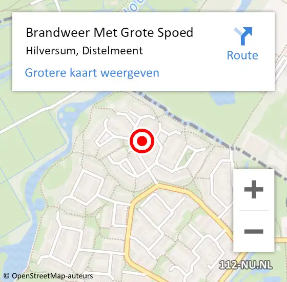 Locatie op kaart van de 112 melding: Brandweer Met Grote Spoed Naar Hilversum, Distelmeent op 14 oktober 2021 21:25