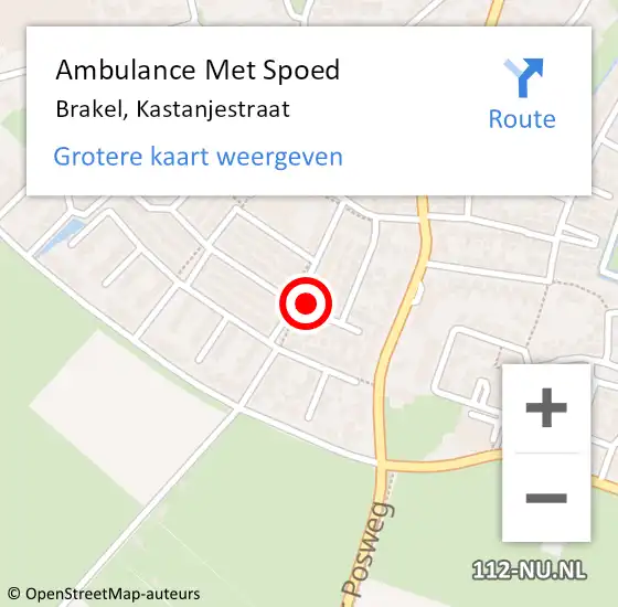Locatie op kaart van de 112 melding: Ambulance Met Spoed Naar Brakel, Kastanjestraat op 15 oktober 2021 05:59