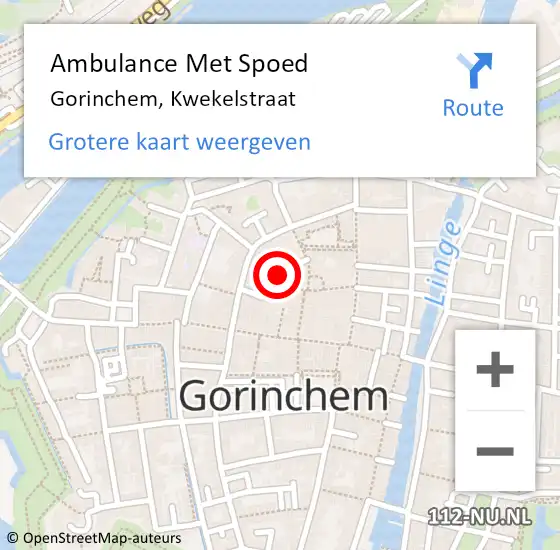 Locatie op kaart van de 112 melding: Ambulance Met Spoed Naar Gorinchem, Kwekelstraat op 15 oktober 2021 09:21