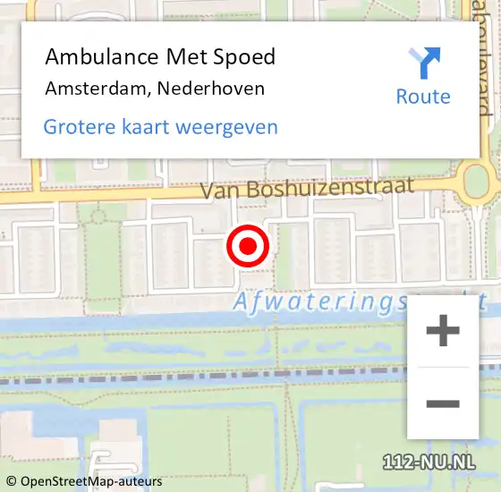 Locatie op kaart van de 112 melding: Ambulance Met Spoed Naar Amsterdam, Nederhoven op 15 oktober 2021 10:16