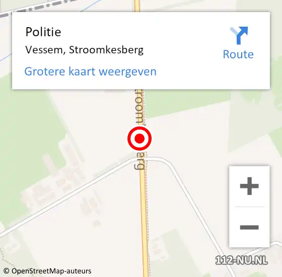 Locatie op kaart van de 112 melding: Politie Vessem, Stroomkesberg op 15 oktober 2021 11:54