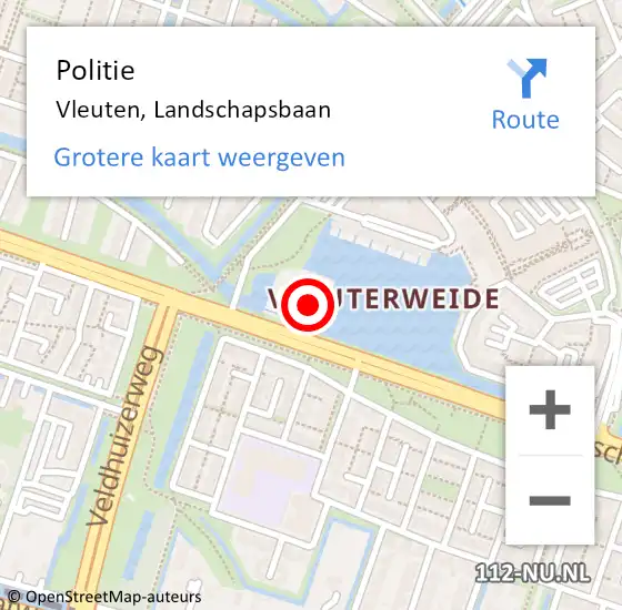 Locatie op kaart van de 112 melding: Politie Vleuten, Landschapsbaan op 15 oktober 2021 14:00
