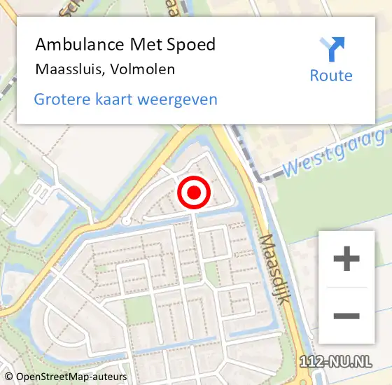 Locatie op kaart van de 112 melding: Ambulance Met Spoed Naar Maassluis, Volmolen op 15 oktober 2021 17:57