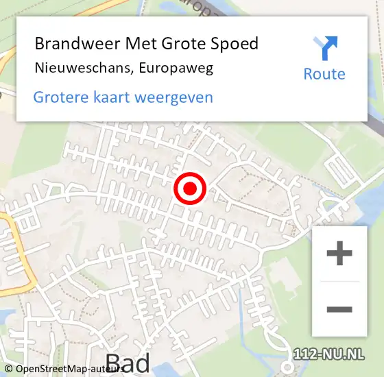 Locatie op kaart van de 112 melding: Brandweer Met Grote Spoed Naar Nieuweschans, Europaweg op 15 oktober 2021 18:06