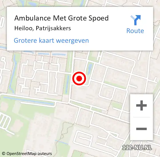 Locatie op kaart van de 112 melding: Ambulance Met Grote Spoed Naar Heiloo, Patrijsakkers op 15 oktober 2021 20:58