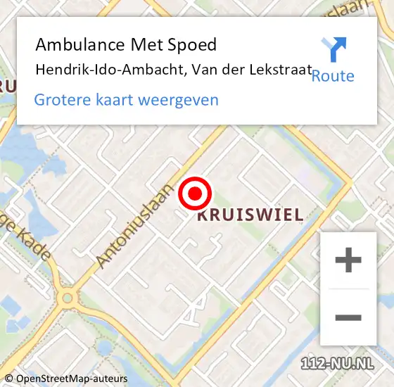 Locatie op kaart van de 112 melding: Ambulance Met Spoed Naar Hendrik-Ido-Ambacht, Van der Lekstraat op 16 oktober 2021 00:35