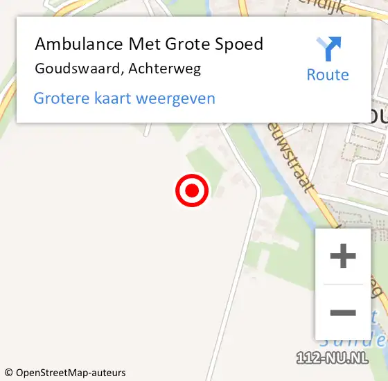 Locatie op kaart van de 112 melding: Ambulance Met Grote Spoed Naar Goudswaard, Achterweg op 16 oktober 2021 01:02