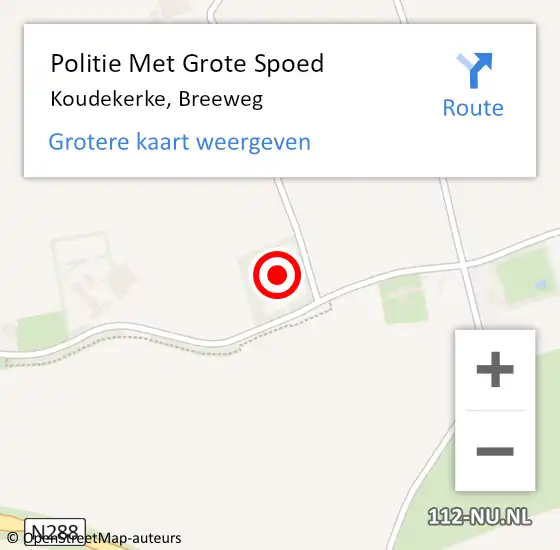 Locatie op kaart van de 112 melding: Politie Met Grote Spoed Naar Koudekerke, Breeweg op 16 oktober 2021 01:05
