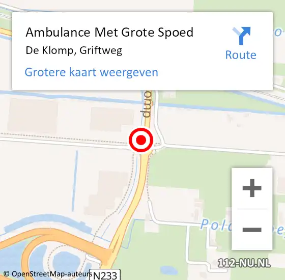 Locatie op kaart van de 112 melding: Ambulance Met Grote Spoed Naar De Klomp, Griftweg op 16 oktober 2021 02:24