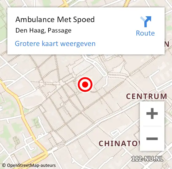 Locatie op kaart van de 112 melding: Ambulance Met Spoed Naar Den Haag, Passage op 16 oktober 2021 10:42