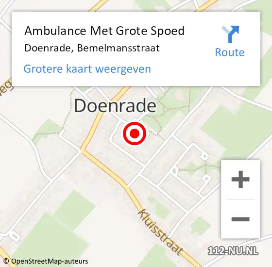 Locatie op kaart van de 112 melding: Ambulance Met Grote Spoed Naar Doenrade, Bemelmansstraat op 16 oktober 2021 11:42