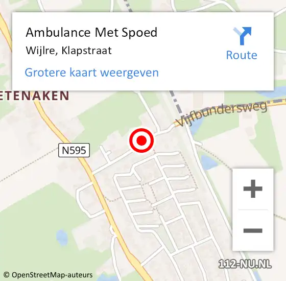 Locatie op kaart van de 112 melding: Ambulance Met Spoed Naar Wijlre, Klapstraat op 16 oktober 2021 14:09