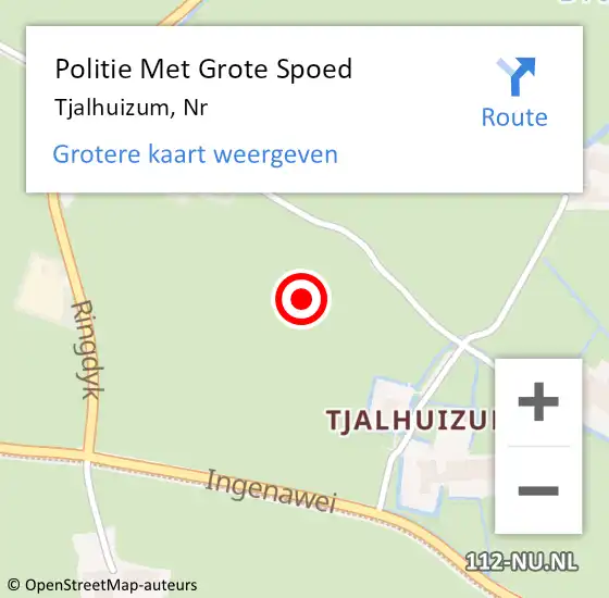 Locatie op kaart van de 112 melding: Politie Met Grote Spoed Naar Tjalhuizum, Nr op 16 oktober 2021 15:41